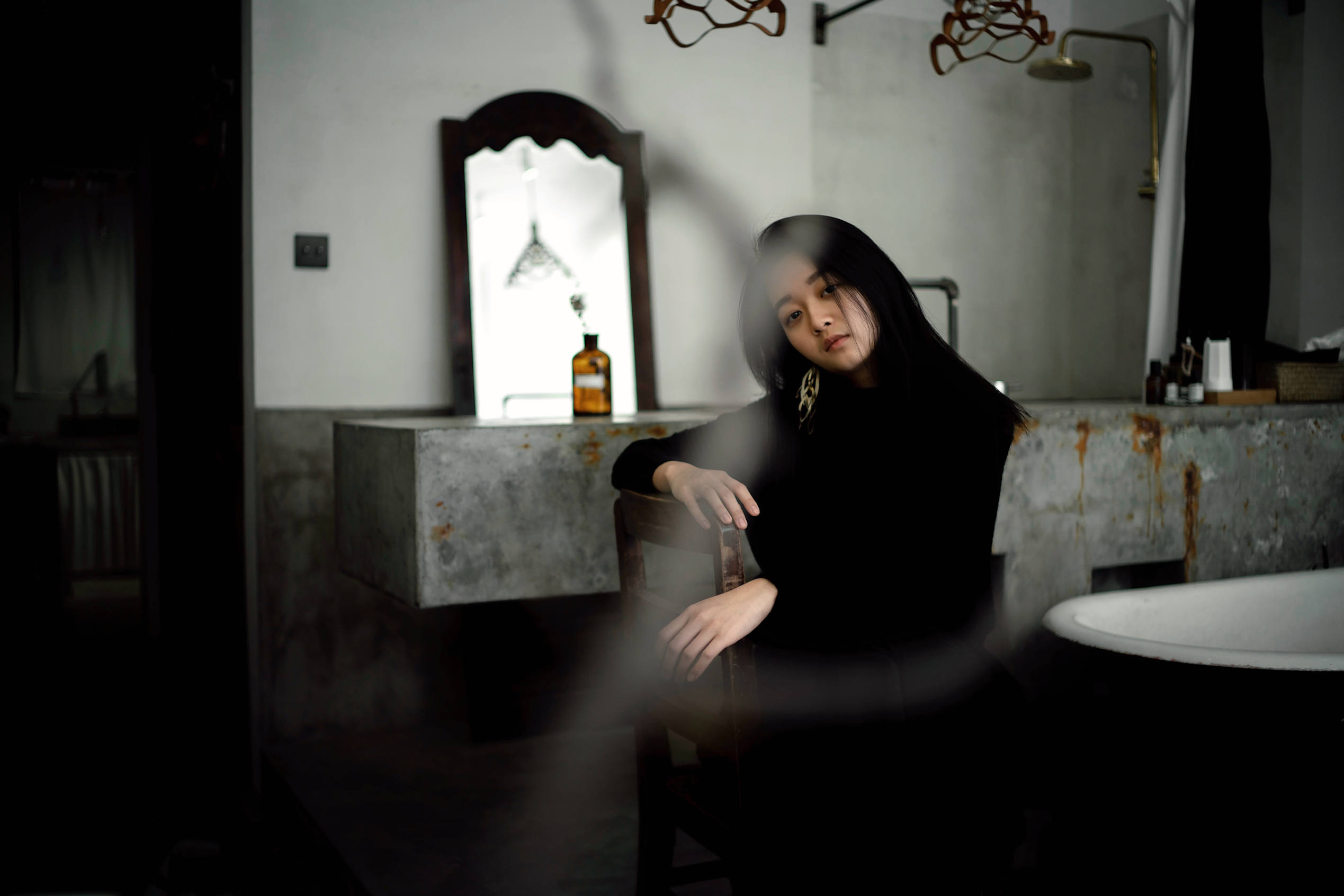 Pixy Liao sitting in her room